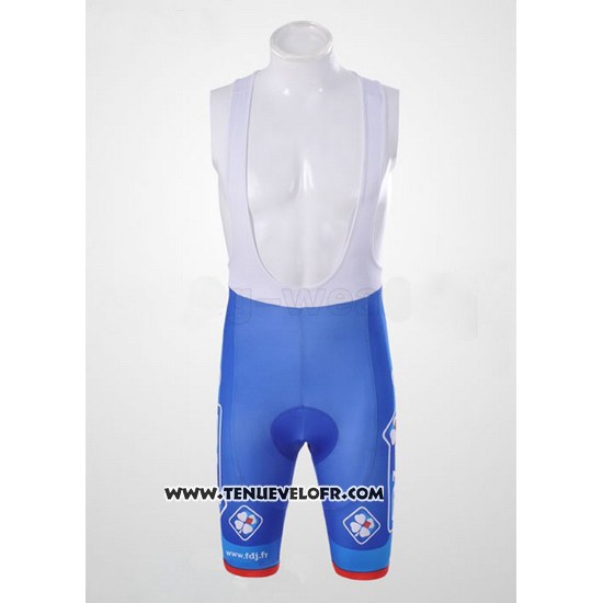 2010 Maillot Ciclismo FDJ Blanc et Azur Manches Courtes et Cuissard